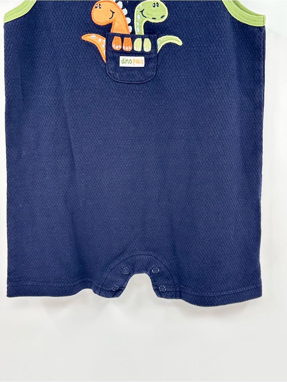 Little Me Navy Blue Pique Dinosaur Appliqué Romper Size 19 Months - Picture 3 of 8